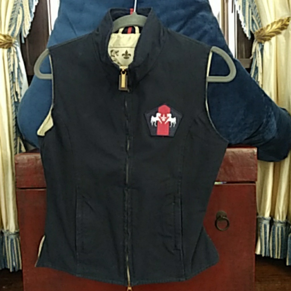Equine Couture Ladies Navy Zip Cotton Vest Small